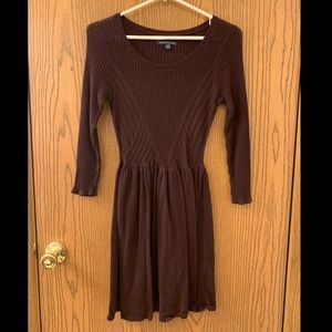 Burgundy fit and flare dress